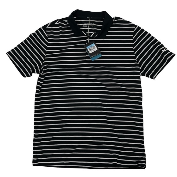 Nike Golf Men’s Size Small Icon Stripe Polo Shirt Black white NWT - Picture 1 of 12